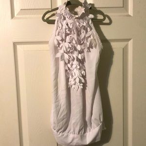 White halter blouse with floral neck detail. GUC.